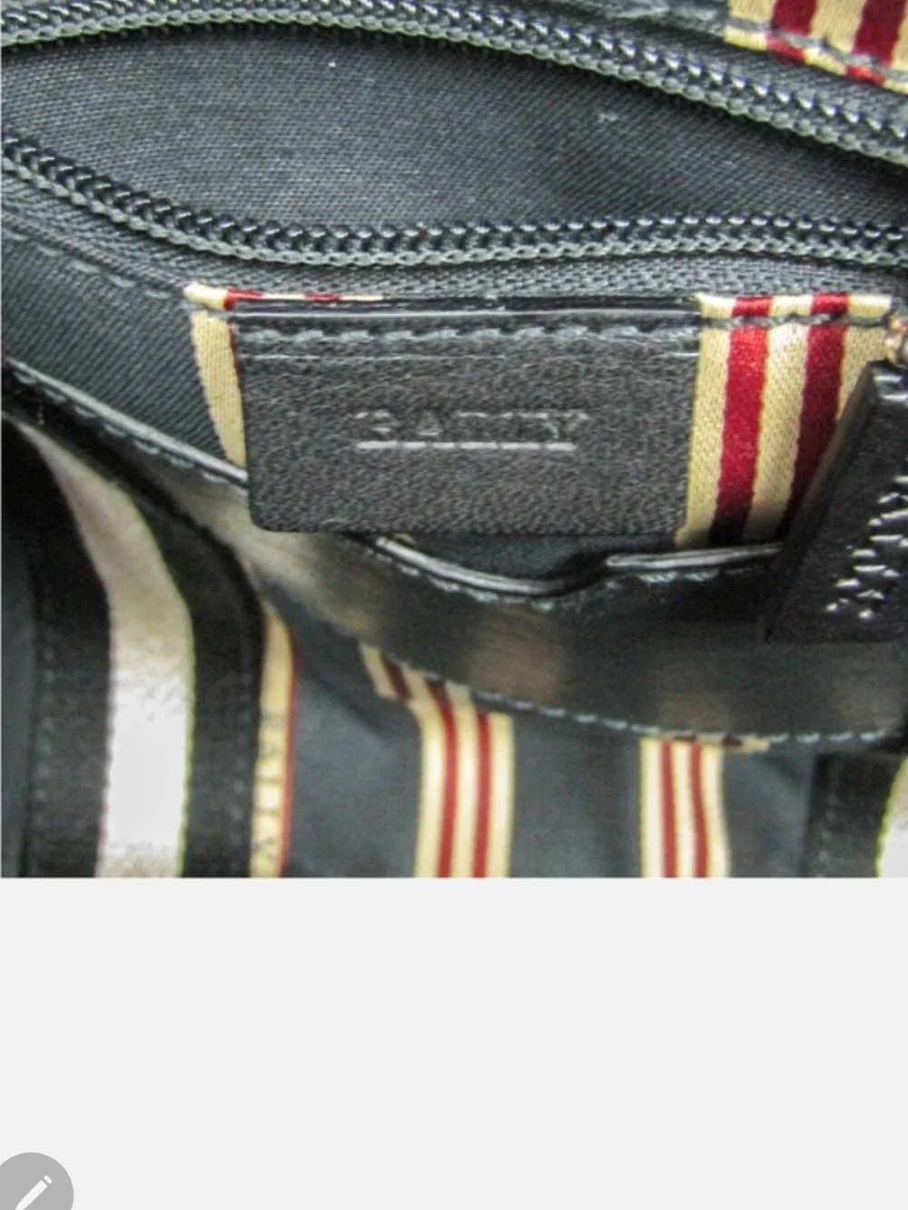 Bally Black Leather Laptop Tote with Contrasting Striped Strap